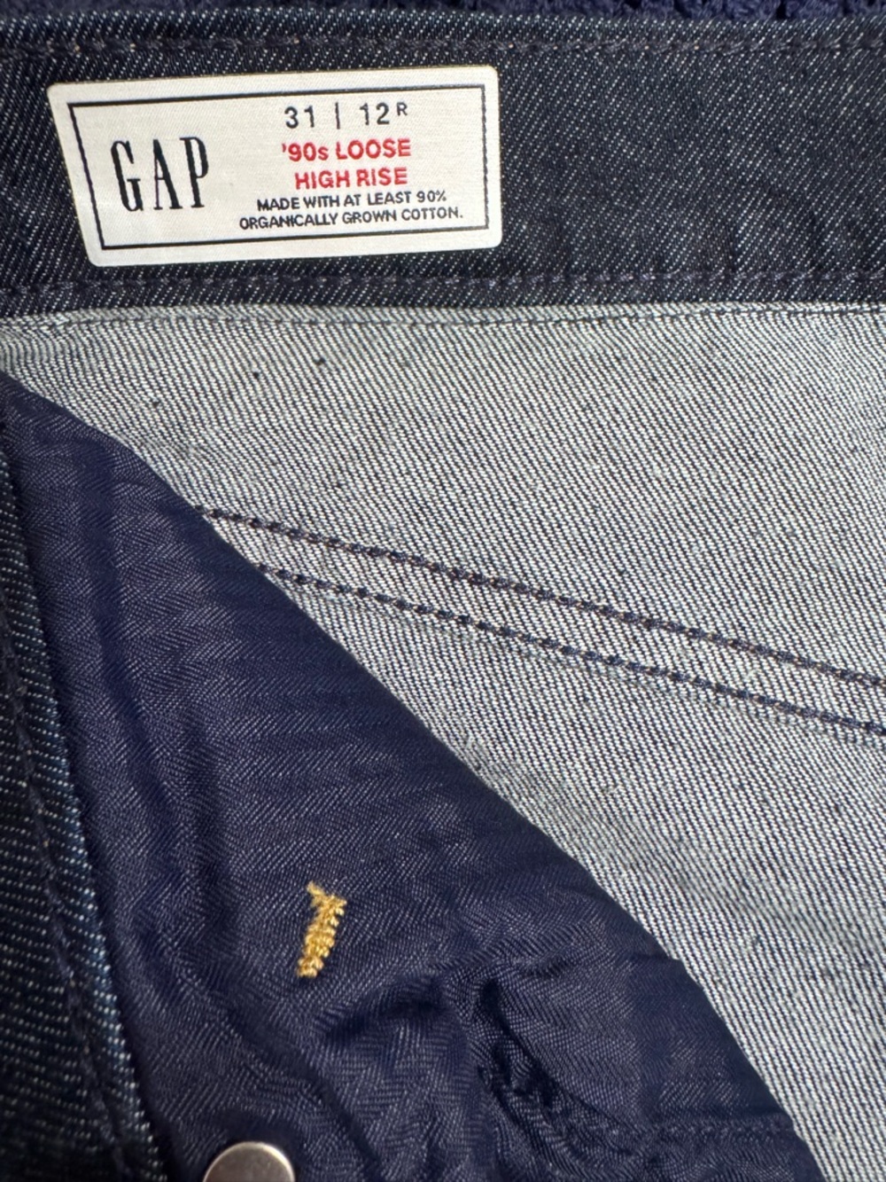 Gap 90s Loose High-Rise Straight Leg Jeans in Dark Indigo - Picture 4 of 5